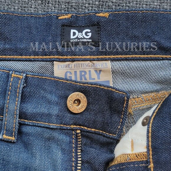 D&G by DOLCE & GABBANA JEANS GIRLY STRAIGHT LEG COTTON sz 26 US 2 - Picture 8 of 11